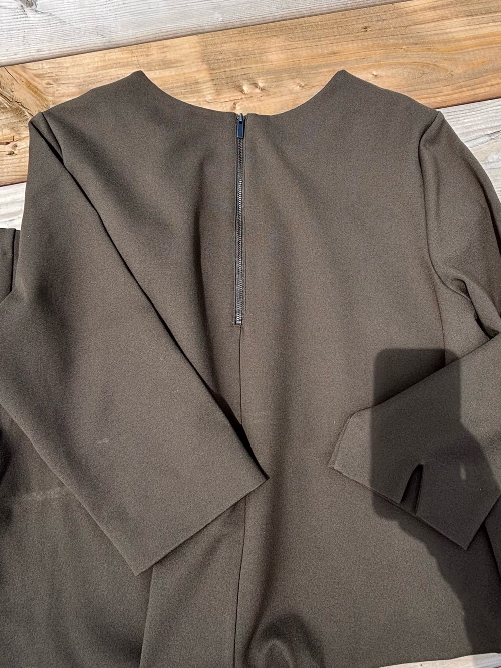 Olive Midi Dress with Three-Quarter Sleeves size xl - Picture 7 of 8